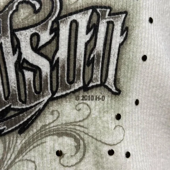 Harley Davidson White Ribbed Tank Top Studded Myrtle Beach NWT Women M 2010 Y2K - Picture 4 of 7